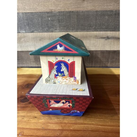 Vintage Hallmark Christmas Card Holder Gift Box Noah's Ark Lid 13.25” Long - Picture 5 of 6